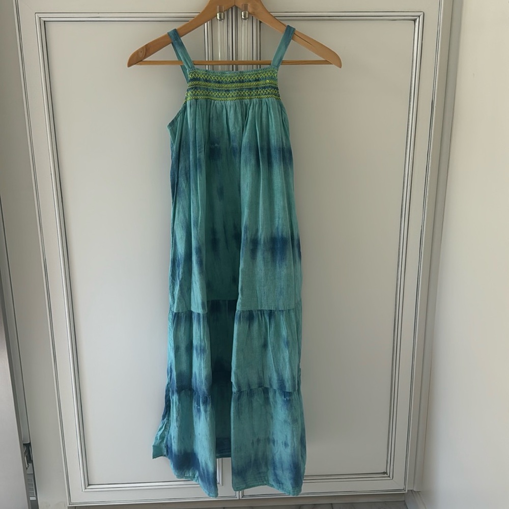Blue tie-dye summer dress